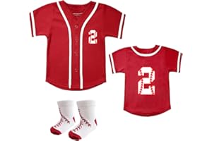 BAICAIYU Baby Baseball Jersey and Socks 2pcs Set Birthday Outfit Boys and Girls 2-4 Years Old Toddler Softball Shirt
