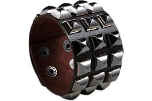Edgda Punk Rock Pyramid Rivet Studded Wristband Wide Pu Leather Arm Cuff Bracelet