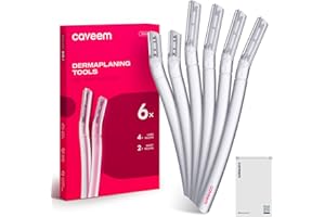 CAVEEM Dermaplane Razor for Women, Dermaplaning Tool - Face Razors for Women and Men, Eyebrow Trimmer and Facial Hair Removal Shaver, Gentle Exfoliation Blades Epilator for Men (6 Count)