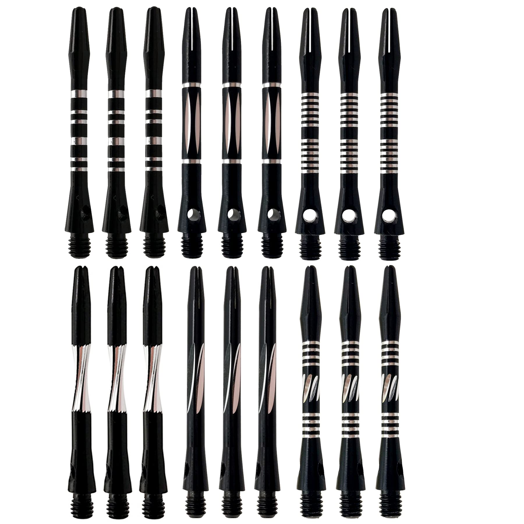 JpGdn 18/Pack Darts Shafts(Stems) in Black Metal Accessories Harrow Stems Aluminum Dart Pole Rod in Aluminum with Standard 2BA Thread (Black)