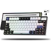 Womier 75% Wireless Mechanical Keyboard, Creamy Gaming Keyboard, CNC Aluminum with 8000mAh Battery, QMK/VIA Tri-Mode Key Board Custom Hot Swappable RGB Backlit for Windows/Mac/PC (SK71 PRO-Black)