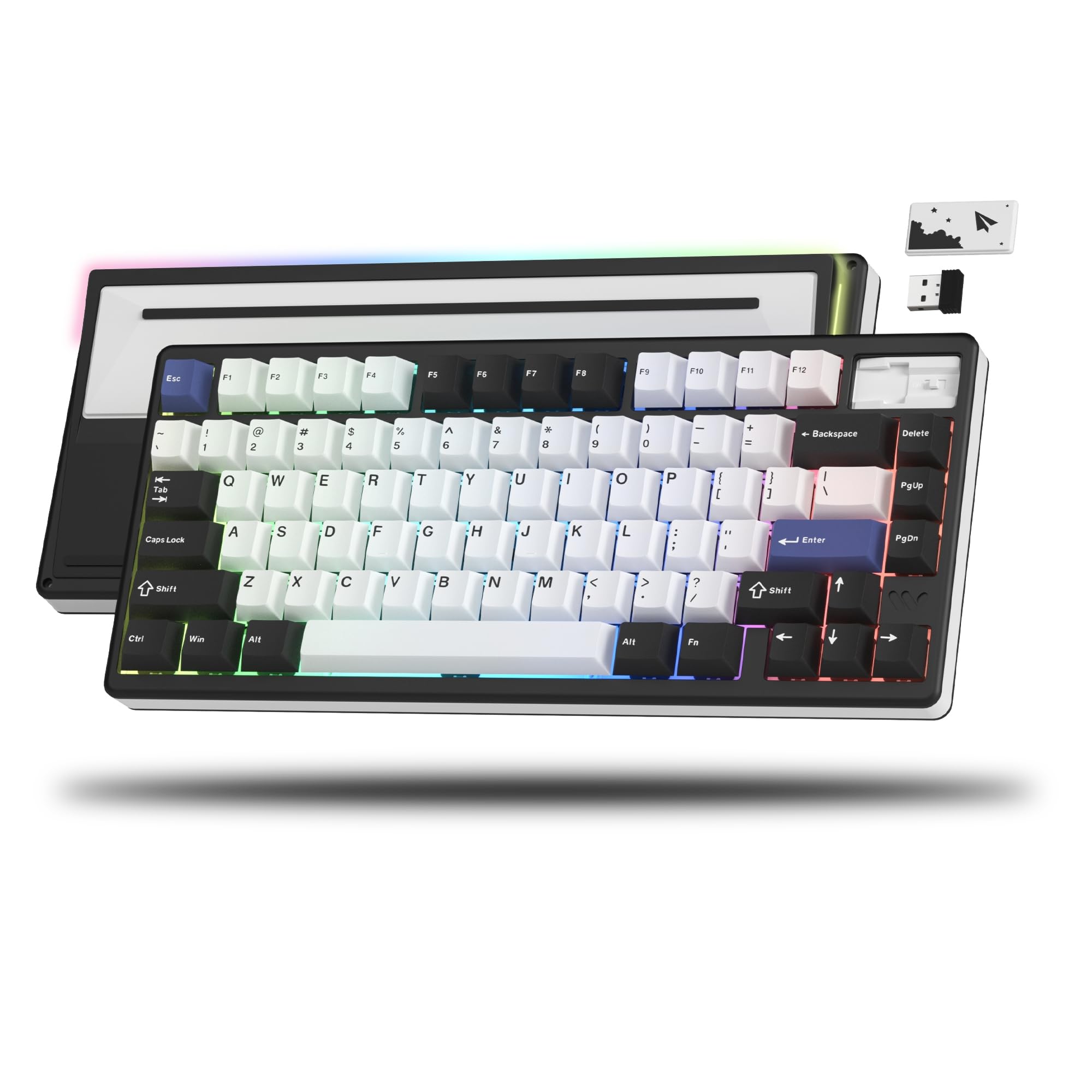 Photo 1 of Womier 75% Wireless Keyboard Gaming, Creamy Mechanical Keyboard, CNC Aluminum with 8000mAh Battery, QMK/VIA Tri-Mode Key Board Custom Hot Swappable RGB Backlit for Windows/Mac/PC (SK71 PRO-Black)