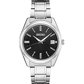 Seiko SUR311 Watch for Men - Essentials - Black Dial, Date Calendar, LumiBrite Hands, Stainless Steel Case &amp; Bracelet, and 100m Water Resistant