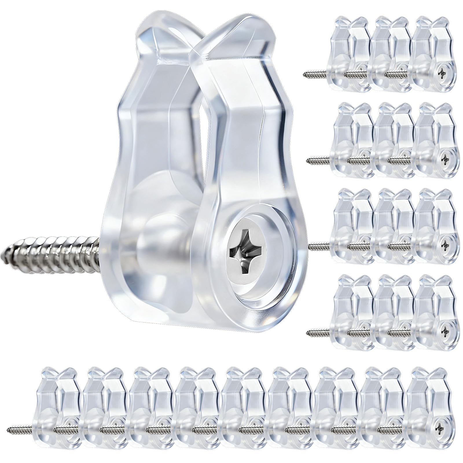 50 Stück Weihnachtslichter Haken mit Kreuzschlitz-Schraube, Haken zum Schrauben für Befestigung Lichterkette Außen, Lichterketten-Clips, Schraubhaken, Kabel & Christmas Decorations (Transparent)