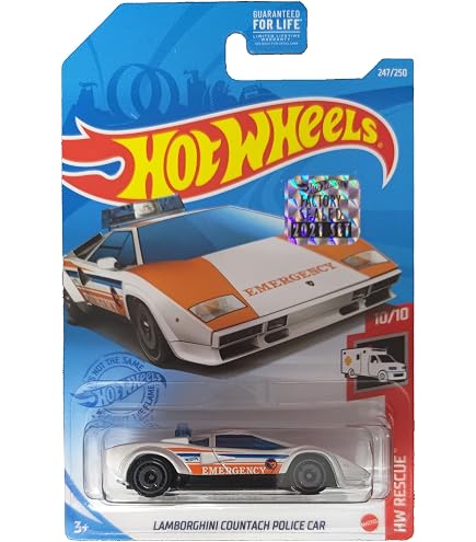 Amazon.com: Hot Wheels Lamborghini Countach Police Car, Rescue 2