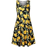 Ivicoer Women's Summer Beach Dresses V-Neck Floral Printed Tank Swing Dress Plus Size with Pocket(L-5XL)