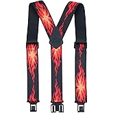 KUNN Men's 1.5 inch Adjustable Y Back Suspender,Elastic Hook End Suspenders