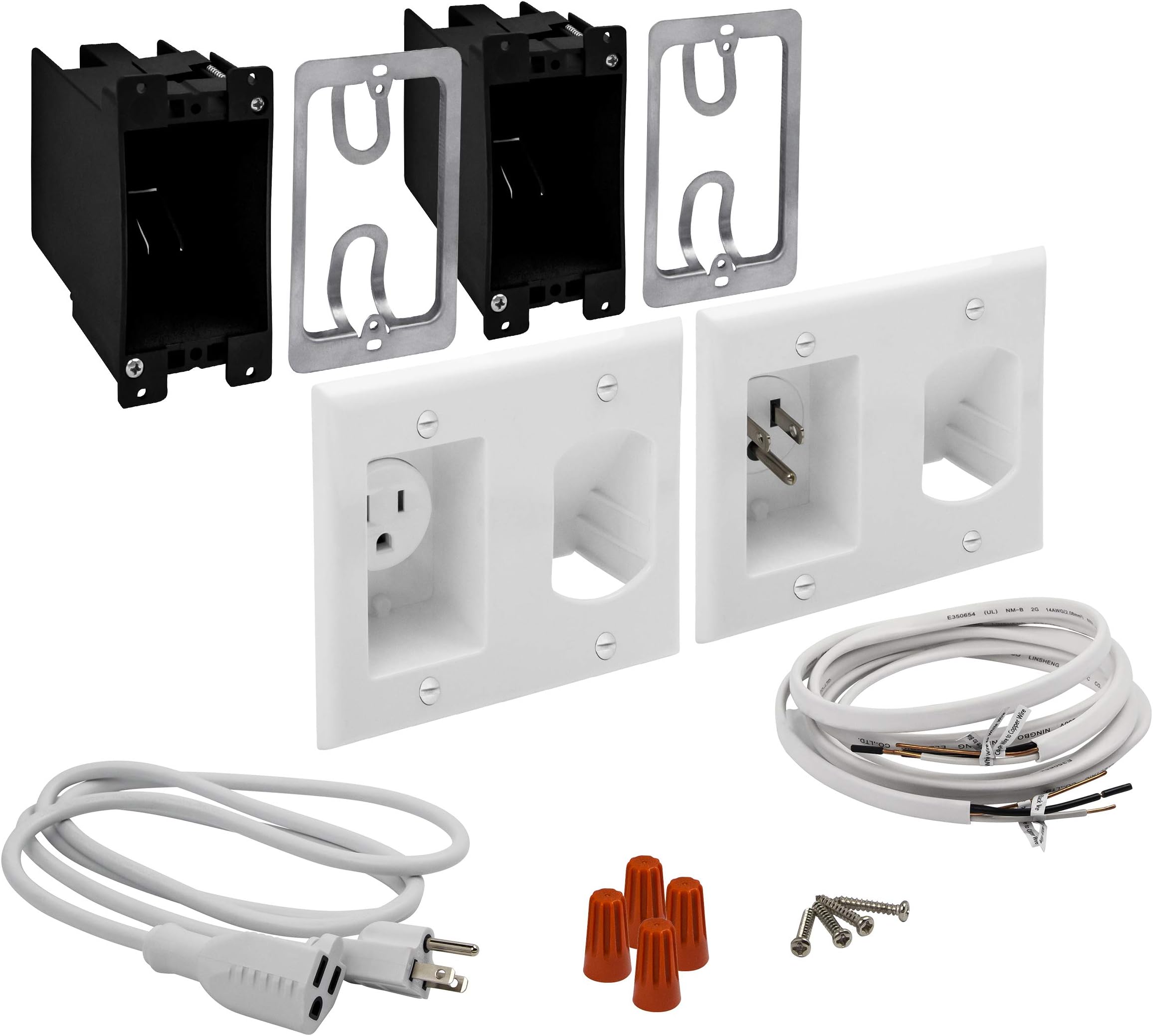 TOPGREENER in Wall Cable Management System,Recessed Outlet for Wall Mount TV, TV Cord Hider, TG115RPS, White