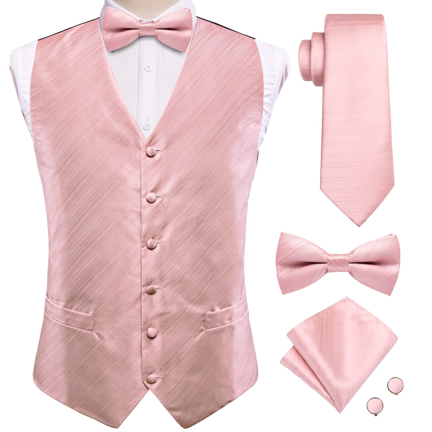 Hi-Tie Mens Suit Vest Bowtie Set Ties for Men V