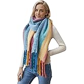 MissShorthair Oversized Chunky Blanket Scarf for Women Winter Warm Colorful Big Scarfs Plaid Thick Scarves Soft Fluffy Shawl