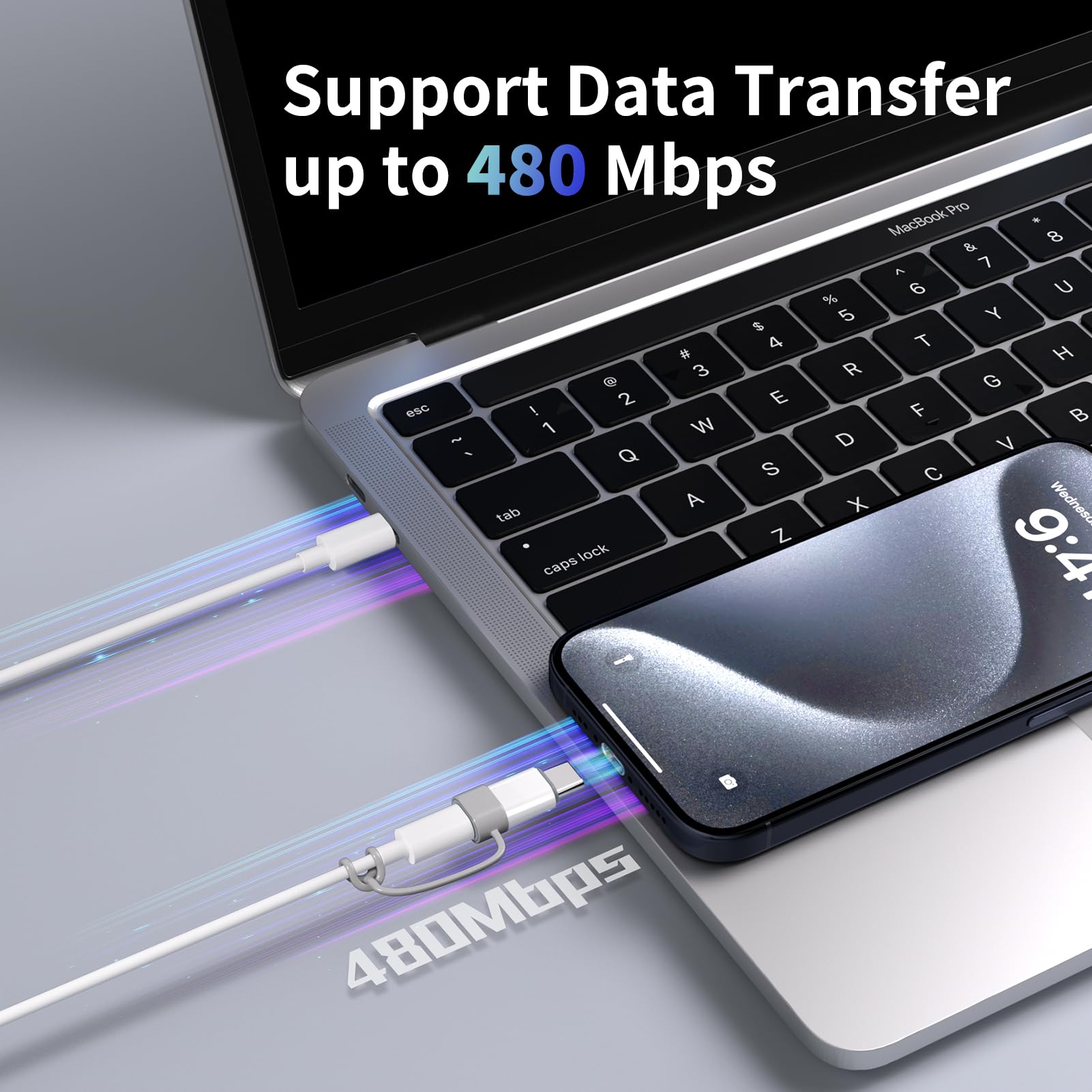 4 Pack Lightning to USB C Adapter for iPhone 15/16/17 Pro/17 Pro Max,for iPhone 17/16 Charger,17/16 Accessories,Fast Charging & Data Transfer,USB C Charger Connector Cable,Not for Audio/OTG