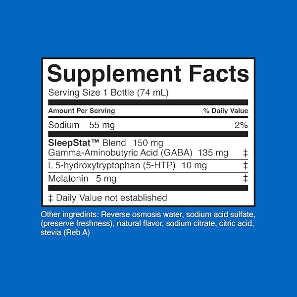 DREAM WATER SLEEP AID SUPPLEMENT DRINK; MELATONIN 5MG, GABA, 5-HTP; ZERO SUGAR, NATURAL FLAVORS, NO ADDED COLORS, 2.5 OZ LIQUID SLEEP SHOTS, SNOOZEBERRY, 12-COUNT