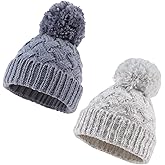 PESAAT Knit Toddler Girl Winter Hat Autumn Baby Boy Beanie Twist Infant Beanies Kids Hats with Pompom