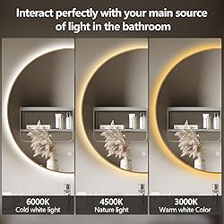 Niccy 44" LED Backlit Round Mirror for