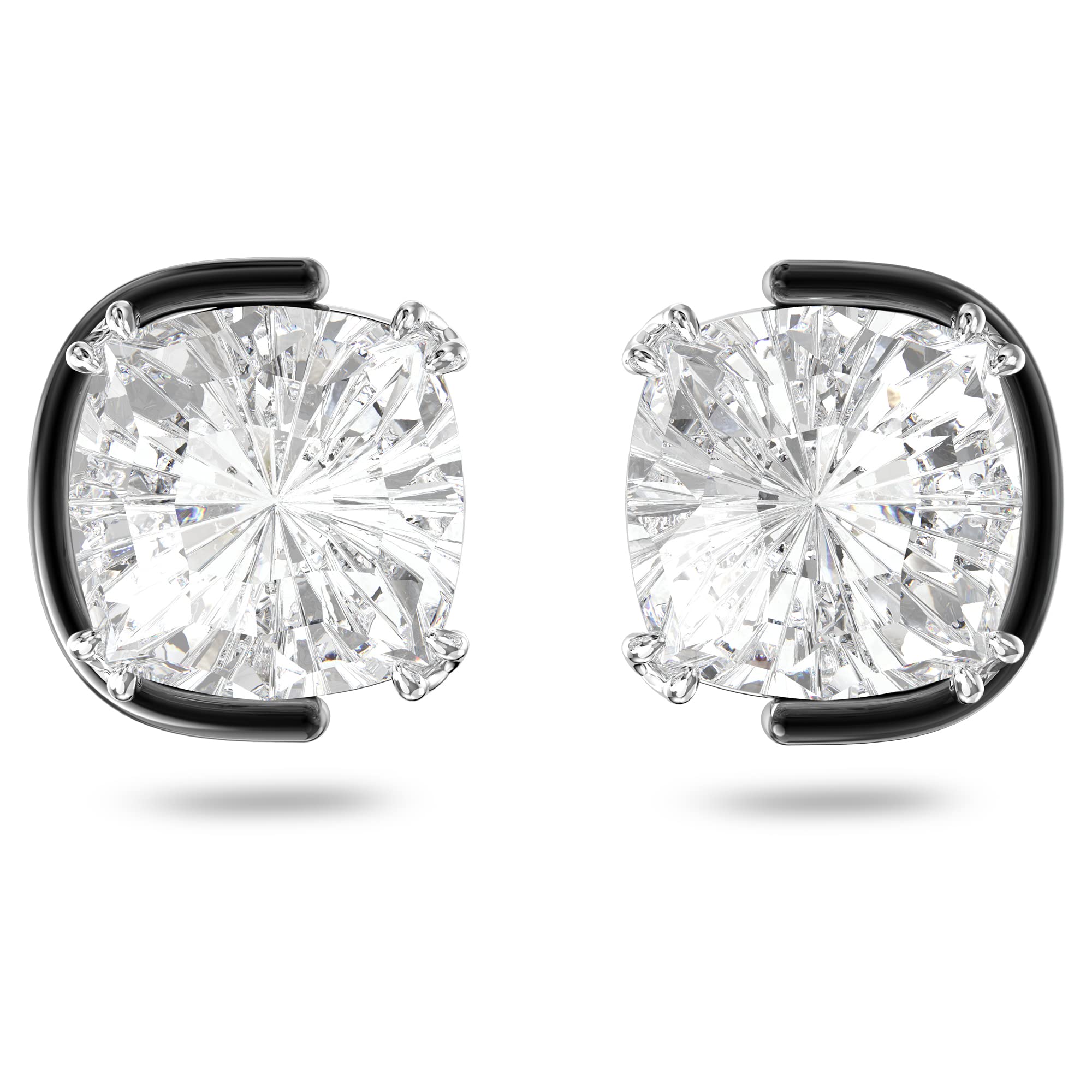 Swarovski Harmonia stud earrings, Cushion cut, White, Mixed metal finish — image 1
