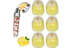 6PCS Vitamin C Shower Filter, Lemon Flavor Balm Vitamin C Infused Shower Head Filters Soften Hard Water, Head Helps Dry Skin 