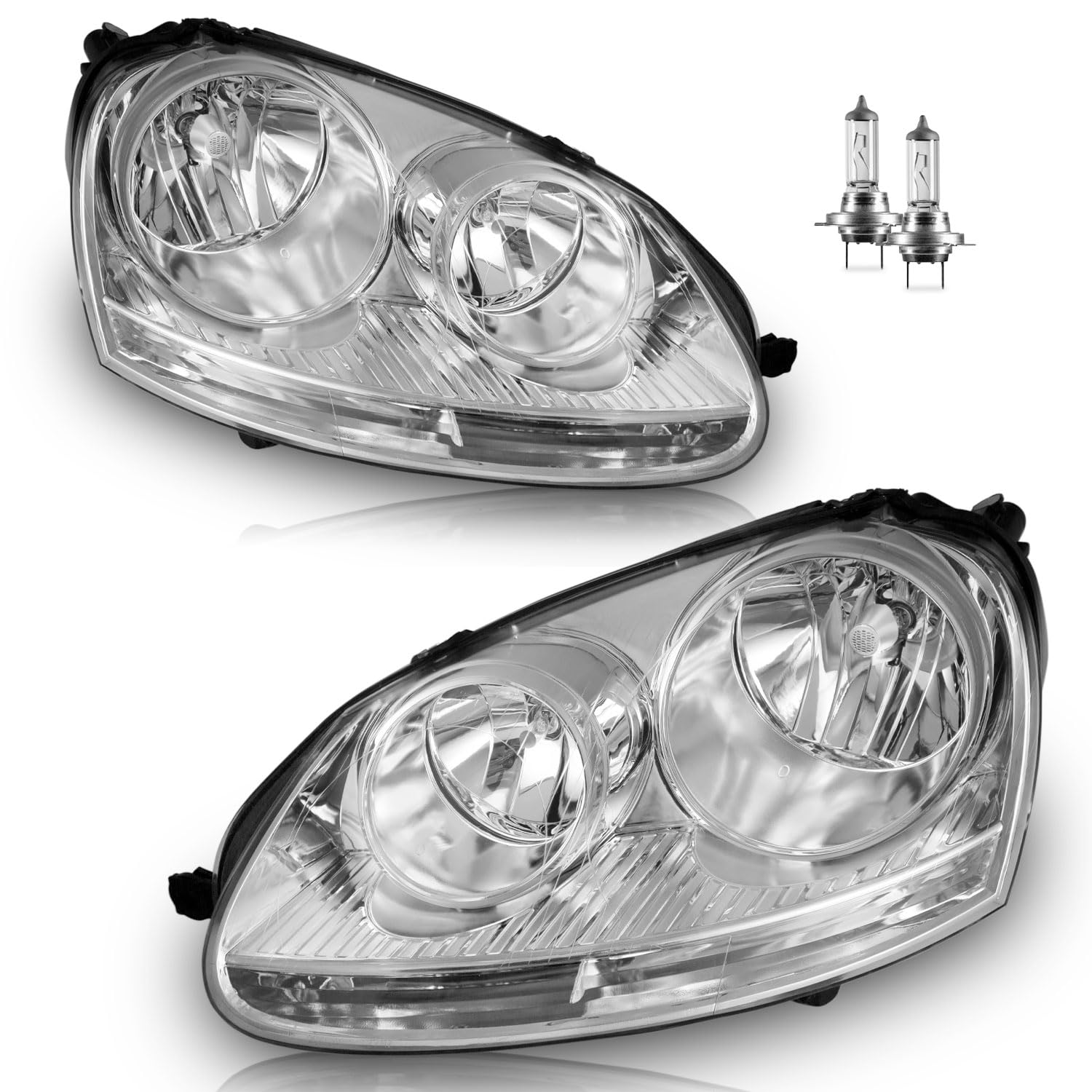 Photo 1 of Vizotae Headlights for 2005-2010 VW Jetta Sedan/06-09 Volkswagen GTI/Rabbit/09 VW Wagon, High/Low Beam W/Bulbs, DOES NOT FIT XENON/HID