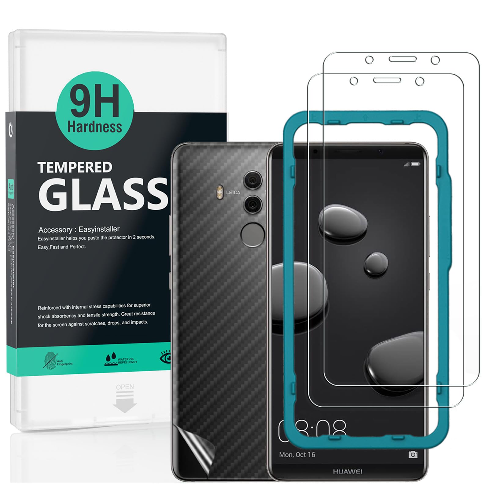 Ibywind Screen Protector For Huawei Mate10 Pro[2 Pack],9H Hardness Tempered Glass,Easy to Install