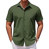 COOFANDY Men's Casual Short Sleeve Button Down Shirts Untucked Dress Shirts Wrinkle Free Summer Wedding Shirts Solid