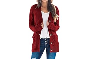 PRETTYGARDEN Women's Open Front Cardigan Sweaters Fall Fashion Button Down Cable Knit Chunky Winter Clothing Outerwear Coats