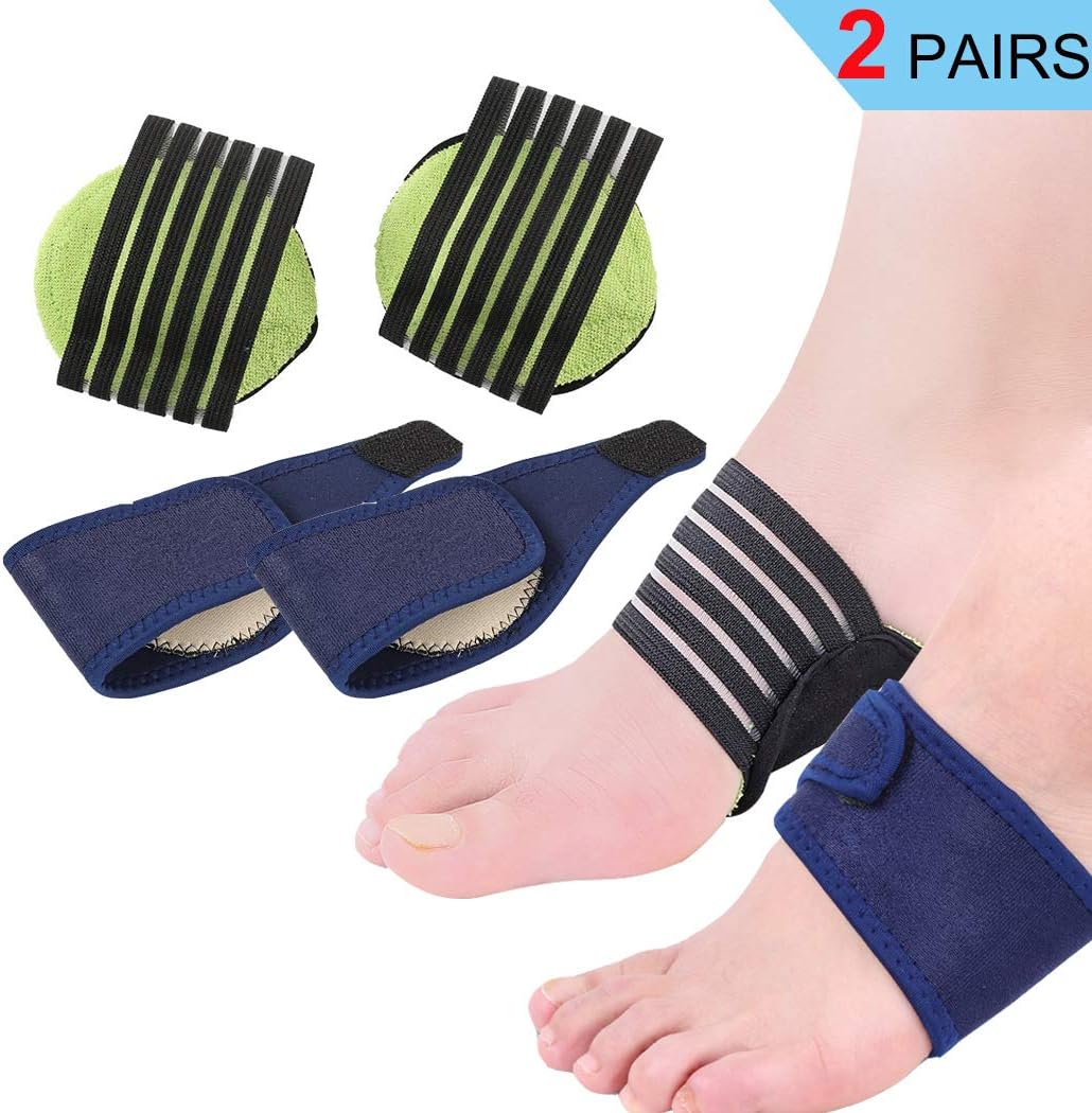 Plantar Fasciitis Inserts, 2 Pairs Arch Support Brace Compression Fasciitis Cushioned Massage Pads Orthotic for Flat Foot Pain Relief, Heel Spurs, Fallen Arches, Flat and Achy Feet Problem
