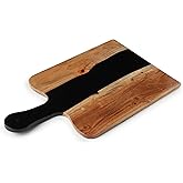LAVAUK Acacia Wood & Epoxy cheese board | 16.5x10 inch | Use as serving platter tray for dishes, food, charcuterie, appetizers, Snacks | Cutting Board for fruits and vegetables | (Black)