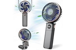 BOIROS Portable Handheld Fan,5200mAh Personal Fan with LED Display,3-in-1 180° Foldable Mini Fan with 6 Speed,Desk Fan Rechargeable Hand Held Fan for Lash,Small Fan for Travel Office Women Girls (Black)