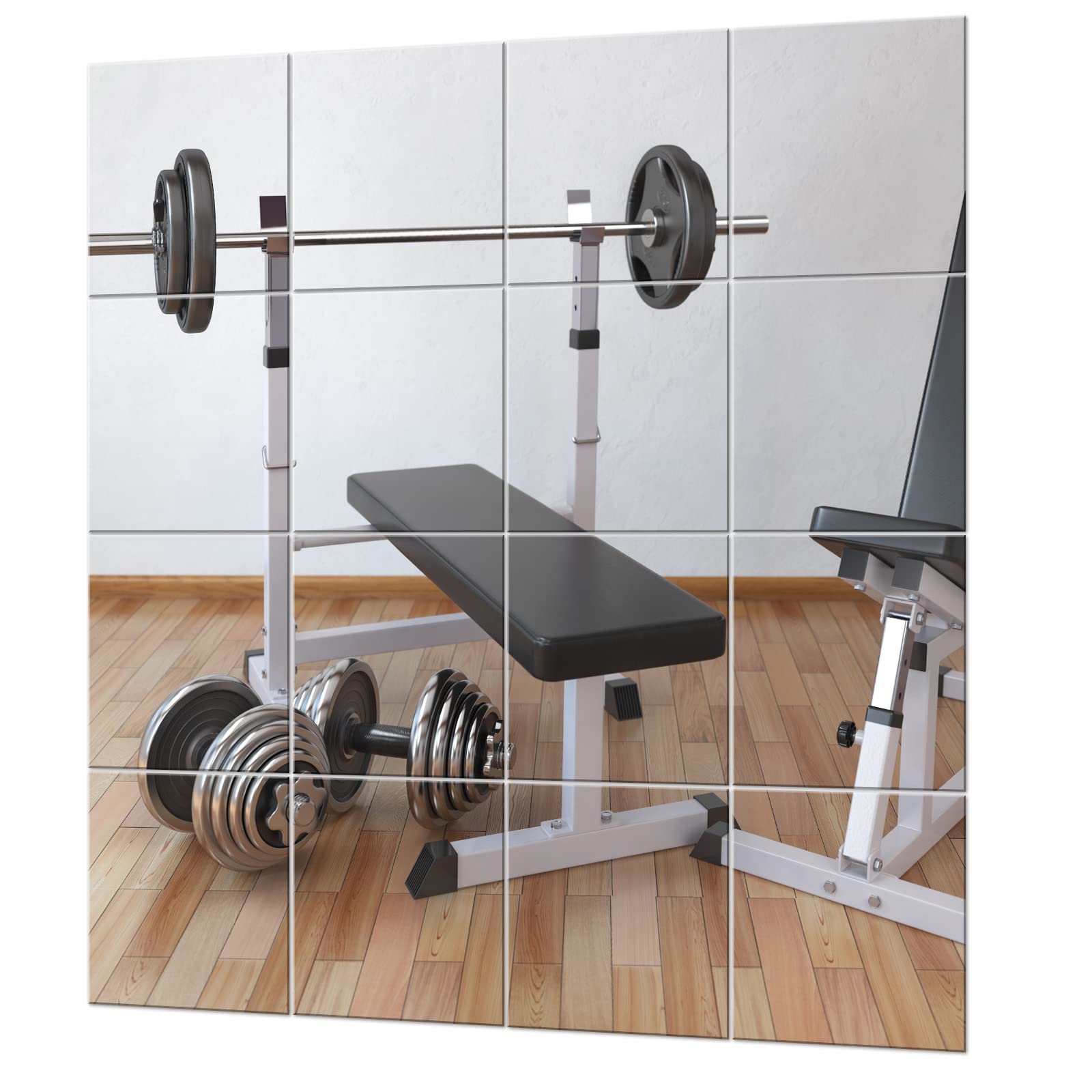 Photo 1 of EVENLIVE® Gym Mirrors for Home Gym Wall Large, 16PCS Glass Wall Mirror Tiles, 12" Frameless Mirror Panels, Full Body Mirror Sticker, for Ceiling Candle Tray Wedding Centerpieces for Table,Crafts Set