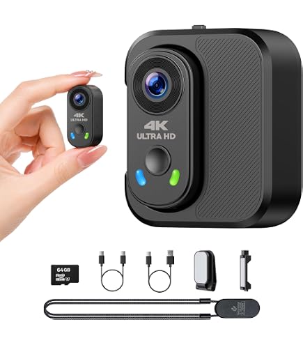 Action Cam Apexcam K70 4K Mini POV Con EIS, Wi-Fi, 64GB E Custodia Impermeabile 30m
