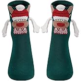 Honganda Funny Couple Socks - Fuzzy Bear Christmas Magnetic Mid-Calf Socks for Women & Men - Novelty Xmas Gift
