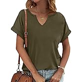 Womens V Neck T Shirts Casual Loose Tees Trending Now Summer Short Sleeve Tops