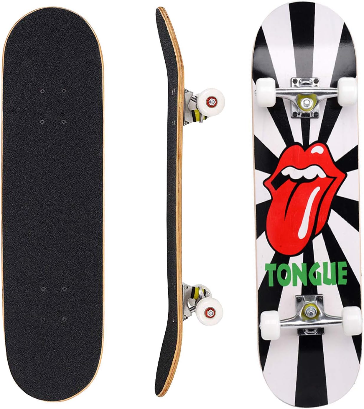 Eseewin Skateboard 7 Layers Decks 31"x8" Pro Complete Skate Board Maple Wood Longboards for Teens Adults Beginners Girls Boys Kids