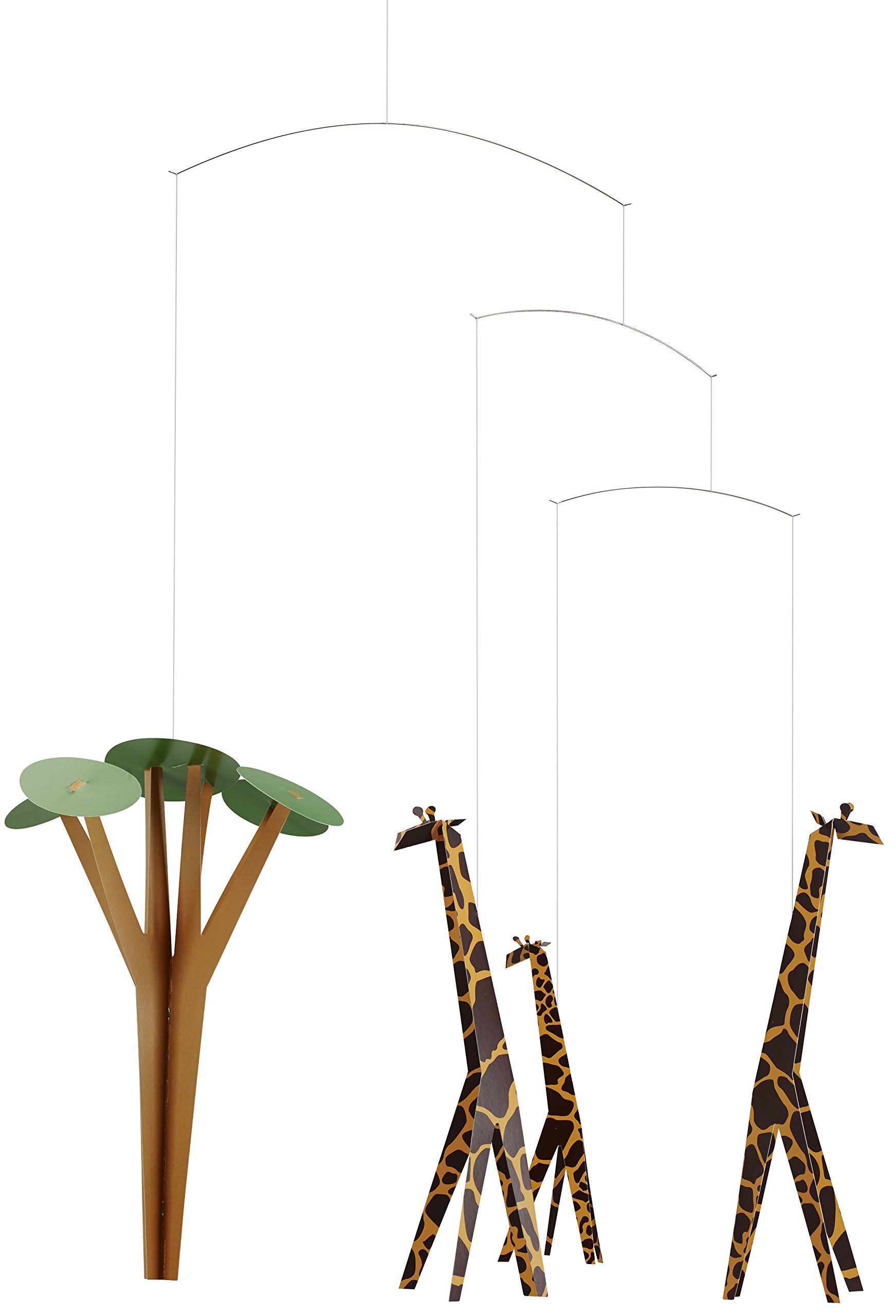 Flensted Mobiles Giraffes on The Savannah Mobile, Steel, Multi-Colour, 60 x 47 cm