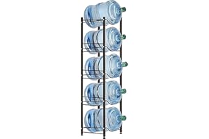 SEHERTIWY 5 Gallon Water Jug Holder Water Bottle Storage Rack, 5 tier water cooler jug rack, 5 gallon water jug stand, 5 Gallon Water Bottle Holder(5 Tier, Dark Brown)