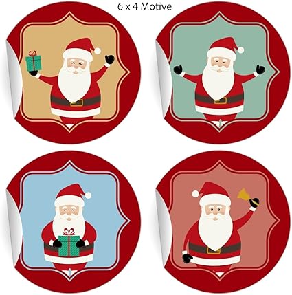 Regali Di Natale Bellissimi.5 X 24 Bellissimi Adesivi Per Natale Rosso Con Diversi Babbo Natale Adesivi Di Carta Opaca Per Regali Di Compleanno Etichette Per Decorazioni Da Tavola Pacchetti Lettere O 45mm Amazon It Cancelleria E