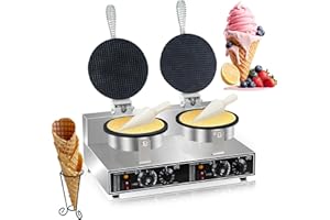 AEYDJXMER Waffle Cone Maker Commercial 2600W Professional Ice Cream Cone Waffle Maker Machine, Electric Commercial Waffle Cone Maker Machine With Temp & Time Control for for Restaurant Bakery Snack Bar Family