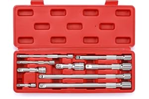 MIXPOWER 9-Piece Extension Bar Set, 1/4", 3/8" and 1/2" Drive Socket Extension Bar, CR-V, Mirror Finish