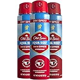 Old Spice Men's Antiperspirant & Deodorant Invisible Dry Spray Aqua Reef, 24/7 Odor Protection, 4.30oz (Pack of 3)