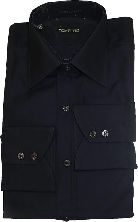 TOM Ford Men's Navy Cotton Spread Collar Barrel Cuffs Dress Shirt Size 42 16.5 at Amazon Menâs 