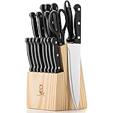 BAMBOO LAND- Kitchen Knife Set, 18 pcs, Stainless Steel Knife Set with Block and Sharpener