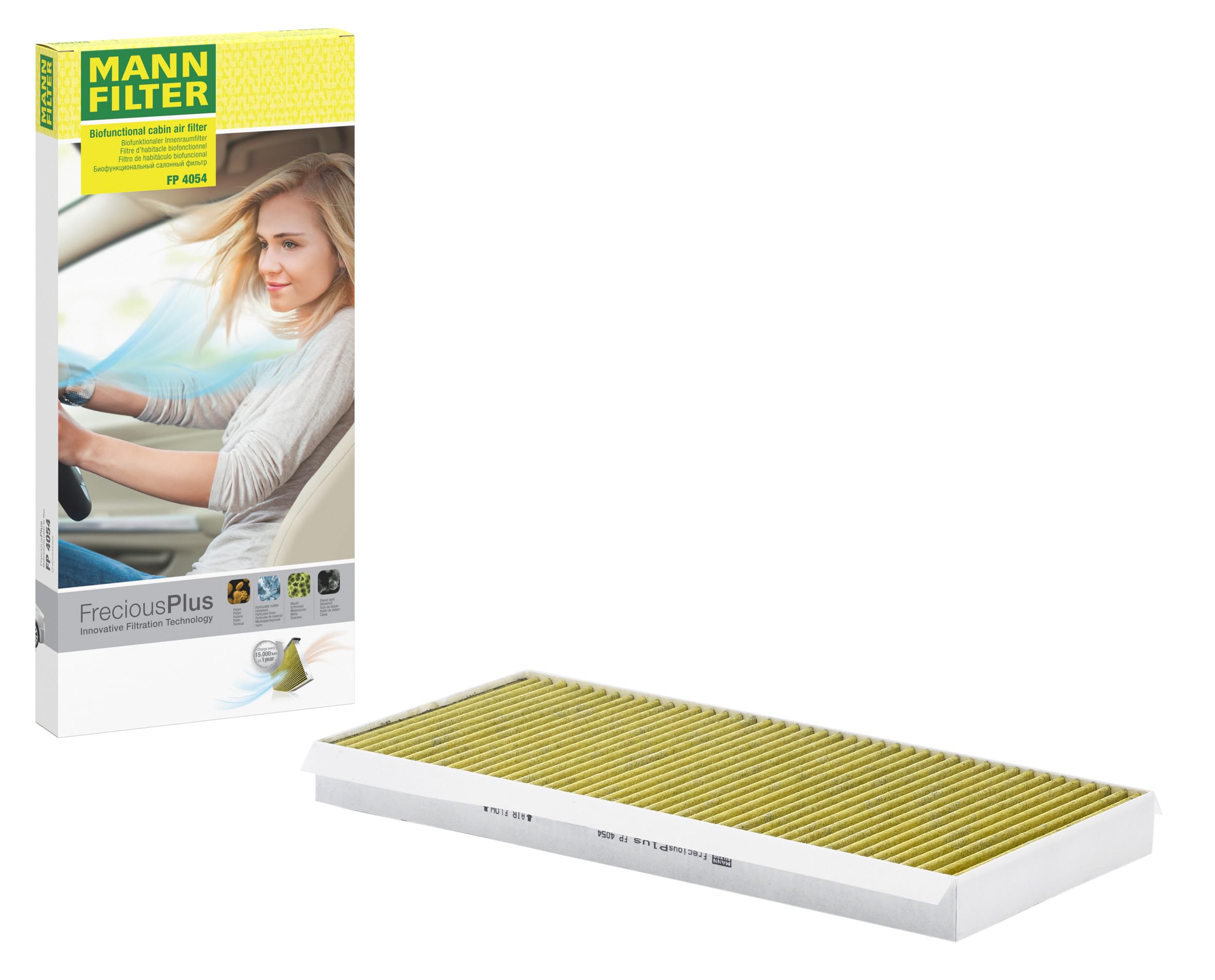 MANN-FILTER FP 4054 Cabin Air Filter - FreciousPlus Biofunctional Pollen Filter - for Cars + Transporters