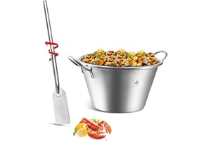 ARC ADVANCED ROYAL CHAMPION ARC Stainless Steel 21 Inches Heavy Duty Mexican Cazo Para Carnitas with 48" Mixing Paddle,41QT Large Outdoor Wok Great for Carnitas and Braising (41QT+48"paddle)