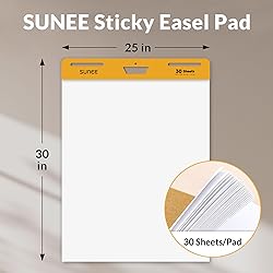 SUNEE Sticky Easel Pads, 25x30 Inches, 30