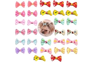 aoozleny Pet Hair Clips, 30pcs 3.5CM/1.37 inches Bowknot Bows Dots Pet Hair Clips for Dog Cats Puppy,Random Color