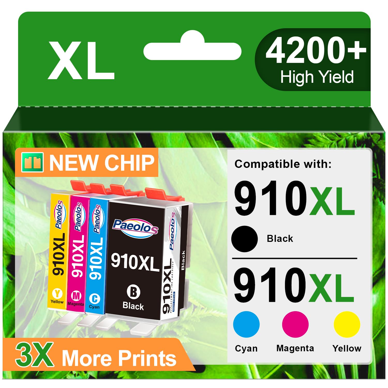 Photo 1 of 910XL 910 Ink Cartridges High Yield Replacement for HP 910XL Ink Cartridges Combo Pack for HP 910 Ink Work for HP OfficeJet Pro 8020 8010 8025 8035 8028 8030 8015 8018 8022 Printer (4 Pack)
