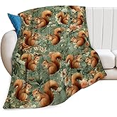 Squirrel Blanket, Squirrels Throw Blanket, Squirrel Gifts, Squirrels Stuff Fleece Flannel Plush for Women Men Boys Girls Lovers Adults Soft Bedding for Sofa Bed Office Home Decor 50"X40"