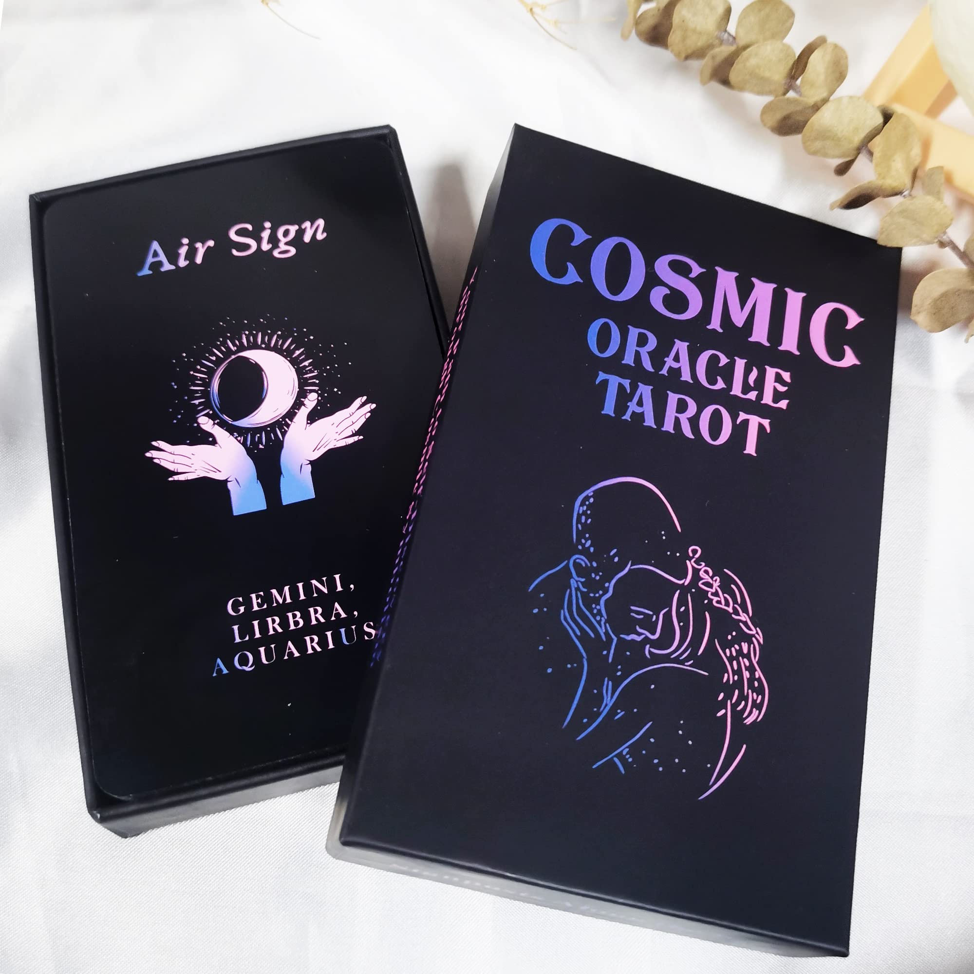 Han Yu Bowen Love Oracle Cards,Tarot Cards for Beginners Twin Flame Tarot Cards,Oracle Cards Decks with Meanings on Them Soulmate to Romantic Relationships Oracle Cards (Black (2.75“ × 4.72