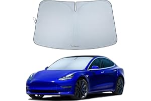 Magnelex Tesla Windshield Sunshade for Model 3/Y | Reflective 240T Material Sun Shade with Mirror Cut-Out | Foldable Sun Shield