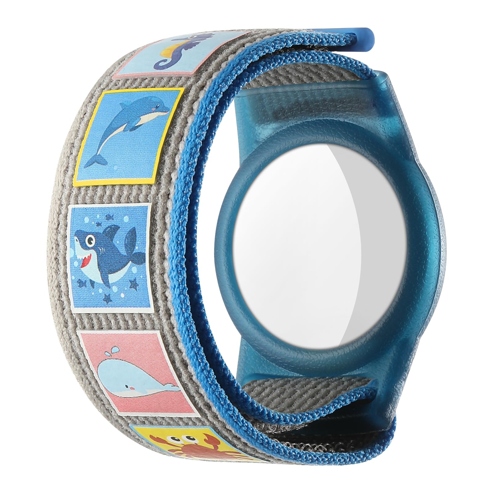 Panjal Airtag Wristband for Kids with Educational Themes - Apple Airtag Bracelet, Also Suitable for Toddlers, Elders & Adults, Adjustable Nylon (Blue - Marine)