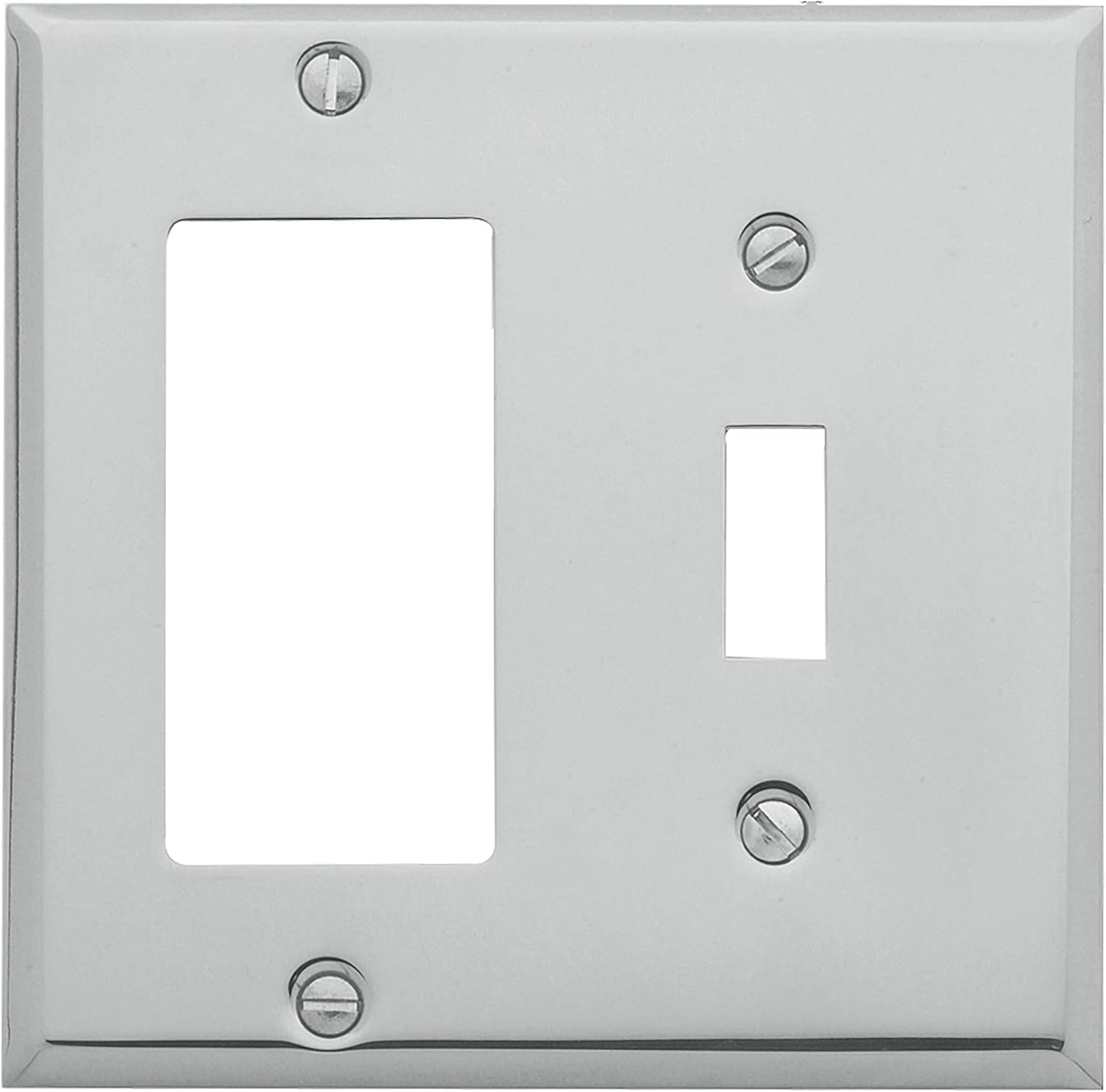 Baldwin Estate 4743.260.CD Square Beveled Edge GFCI Single Toggle Combo Wall Plate in Polished Chrome, 4.5" x 4.5"